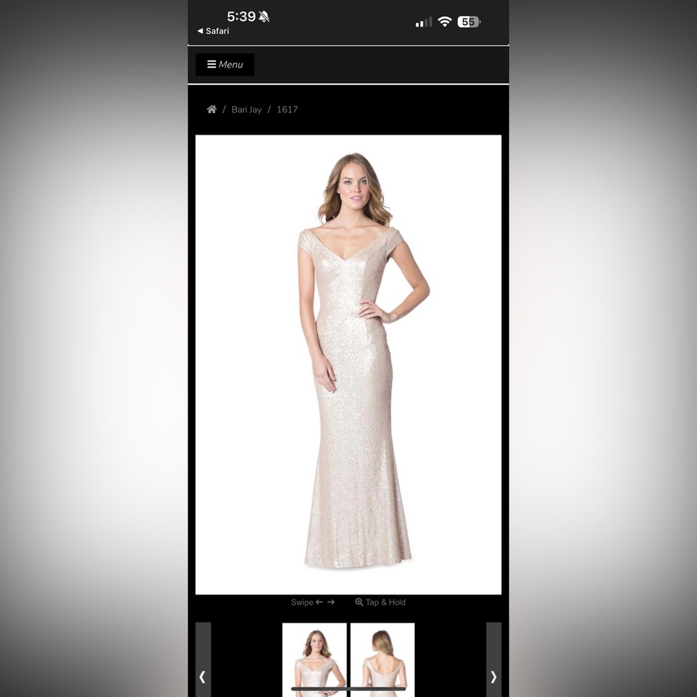 Bari Jay Rose Gold Sequin Maxi Dress